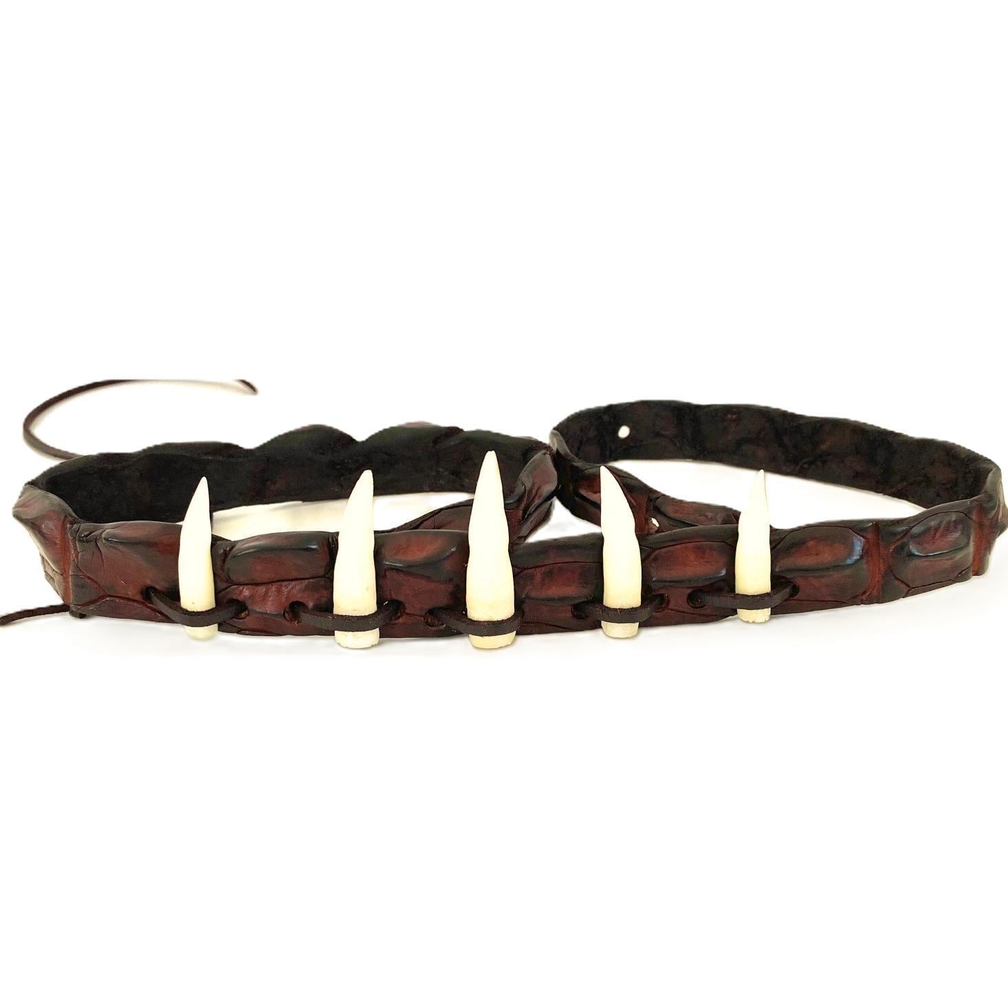 crocodile-hatband-5-croc-teeth Australian Saltwater crocodile hatband with 5 genuine crocodile teeth