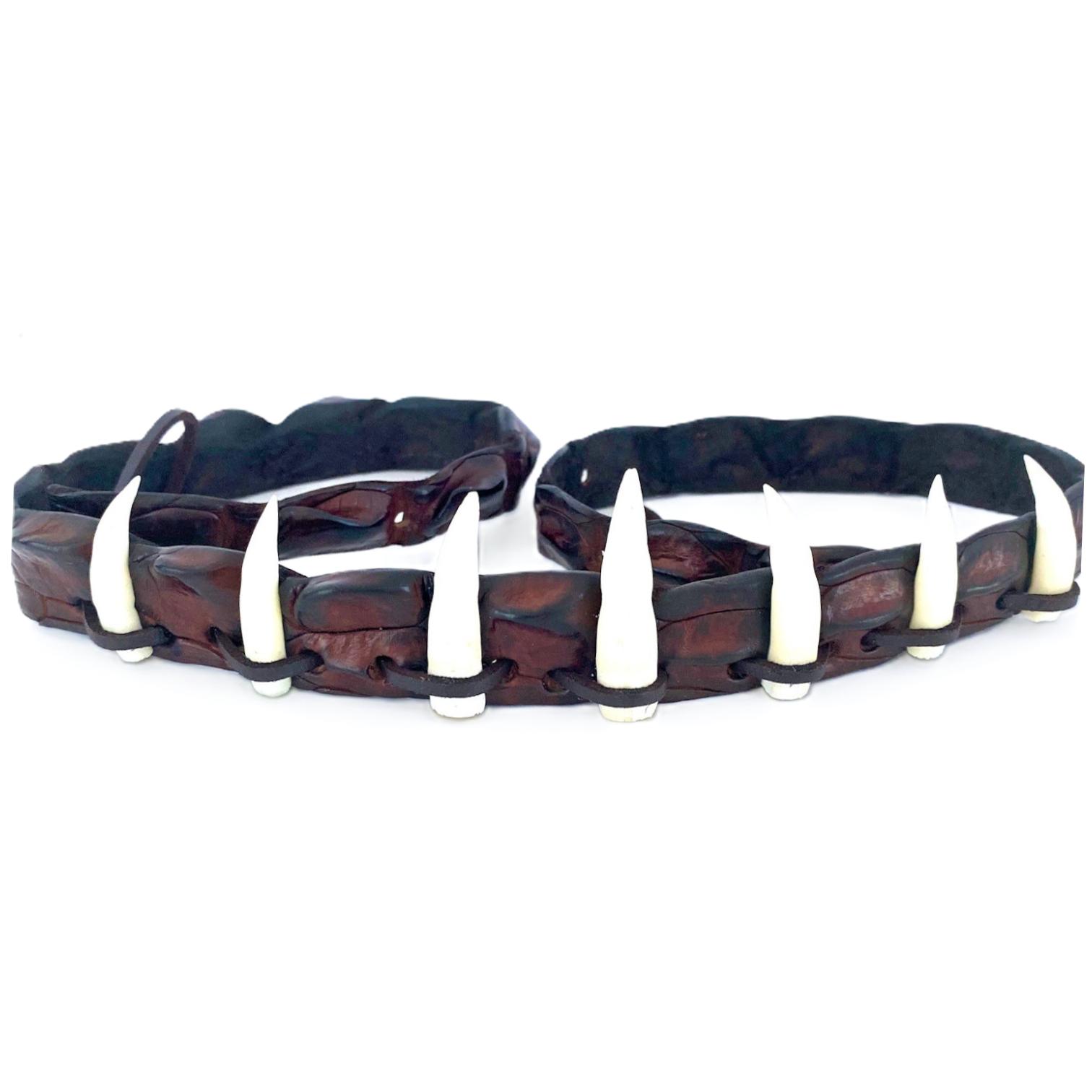 crocodile-hatband-7-croc-teeth Genuine crocodile hatband with 7 real crocodile teeth