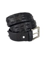 Wide crocodile leather belt for men in black